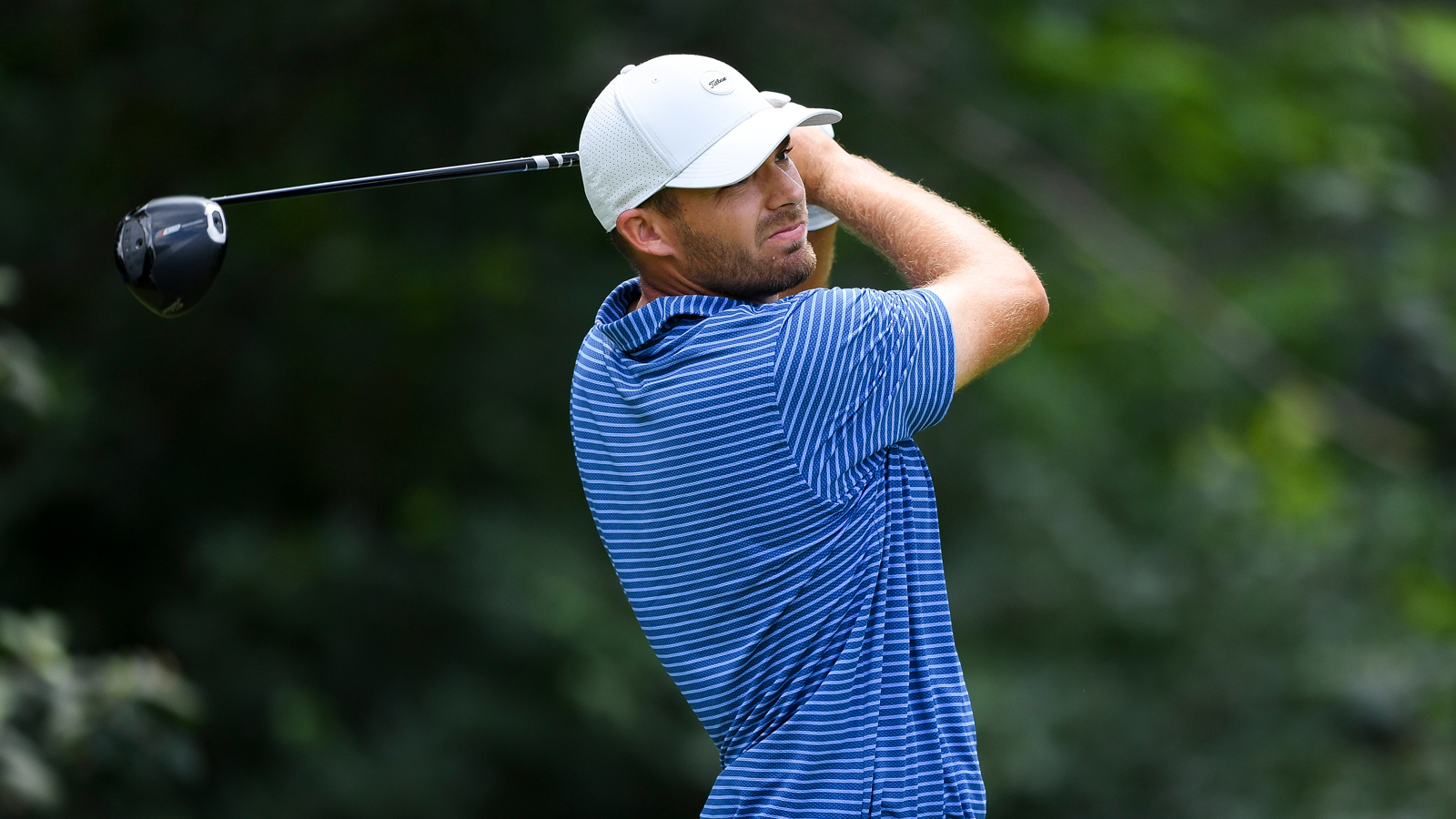 Aaron Wise hits a driver off the tee
