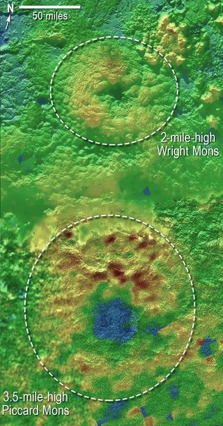 Two peaks on Pluto, Wright Mons and Piccard Mons, bear striking similarities to volcanoes, and scientists are wondering if the solar system's largest ice dwarf is home to cryovolcanism.
