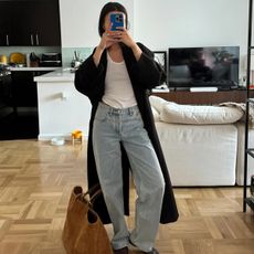 woman wearing tote bag