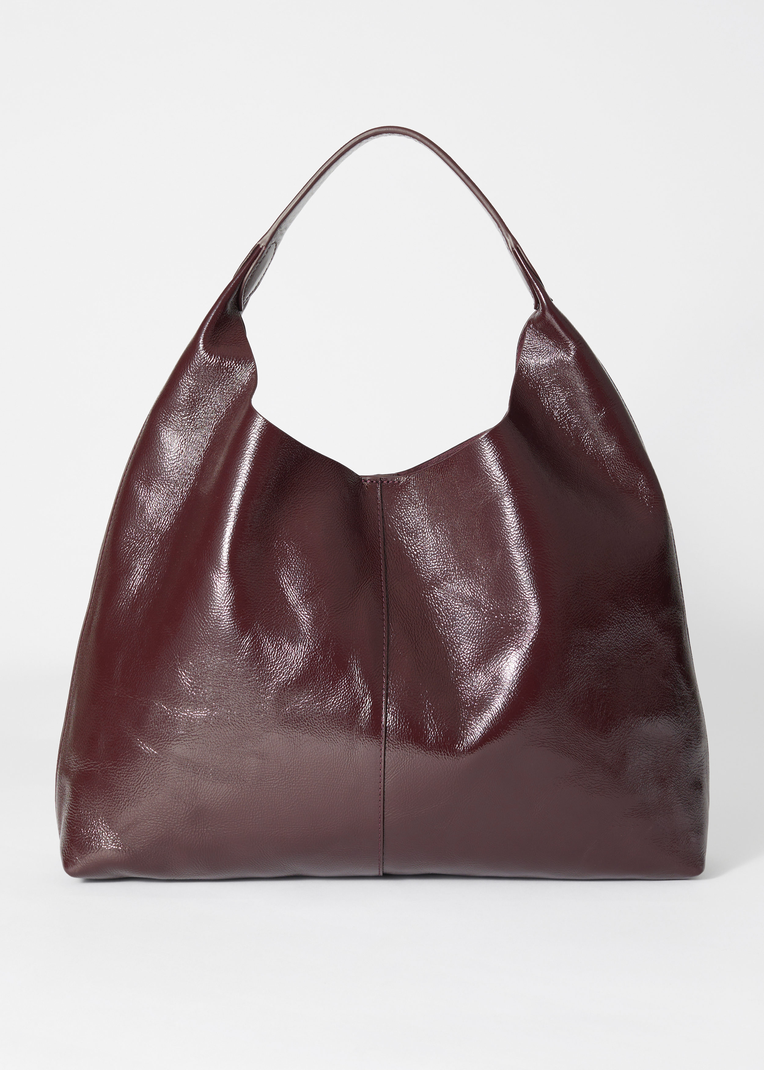 Large Patent-Leather Tote Bag - Burgundy
