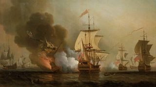 A British fleet attacks the Spanish ships off Cartagena, Colombia