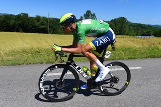 Hugo Page (Intermarche-Wanty-Gobert) in the green jersey at the Criterium du Dauphine stage 6