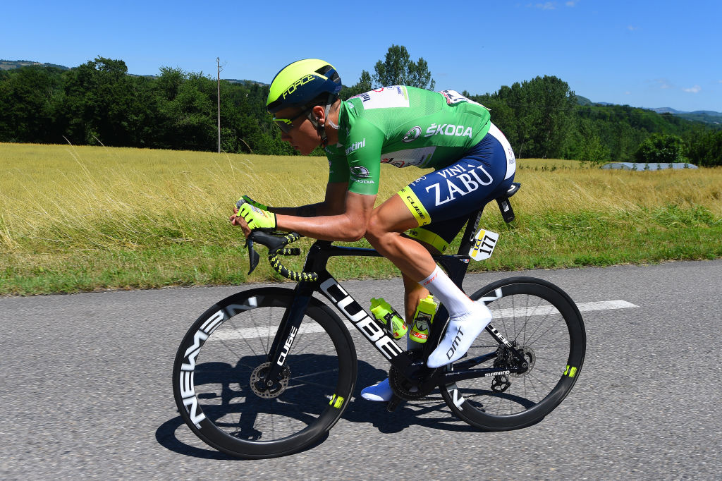 GAP FRANCE JUNE 10 Hugo Page of France and Team Intermarch Wanty Gobert Matriaux Green Points Jersey competes during the 74th Criterium du Dauphine 2022 Stage 6 a 1964km stage from Rives to Gap 742m WorldTour Dauphin on June 10 2022 in Gap France Photo by Dario BelingheriGetty Images