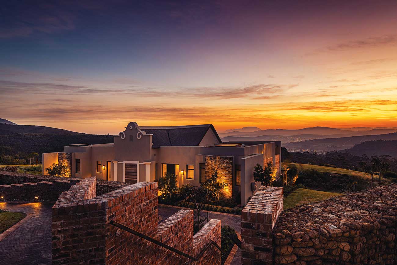 Delaire Graff superior lodges at sunset