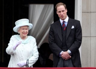 Queen Elizabeth II and Prince William, Duke of Cambridge on the balcony of Buckingham Palace