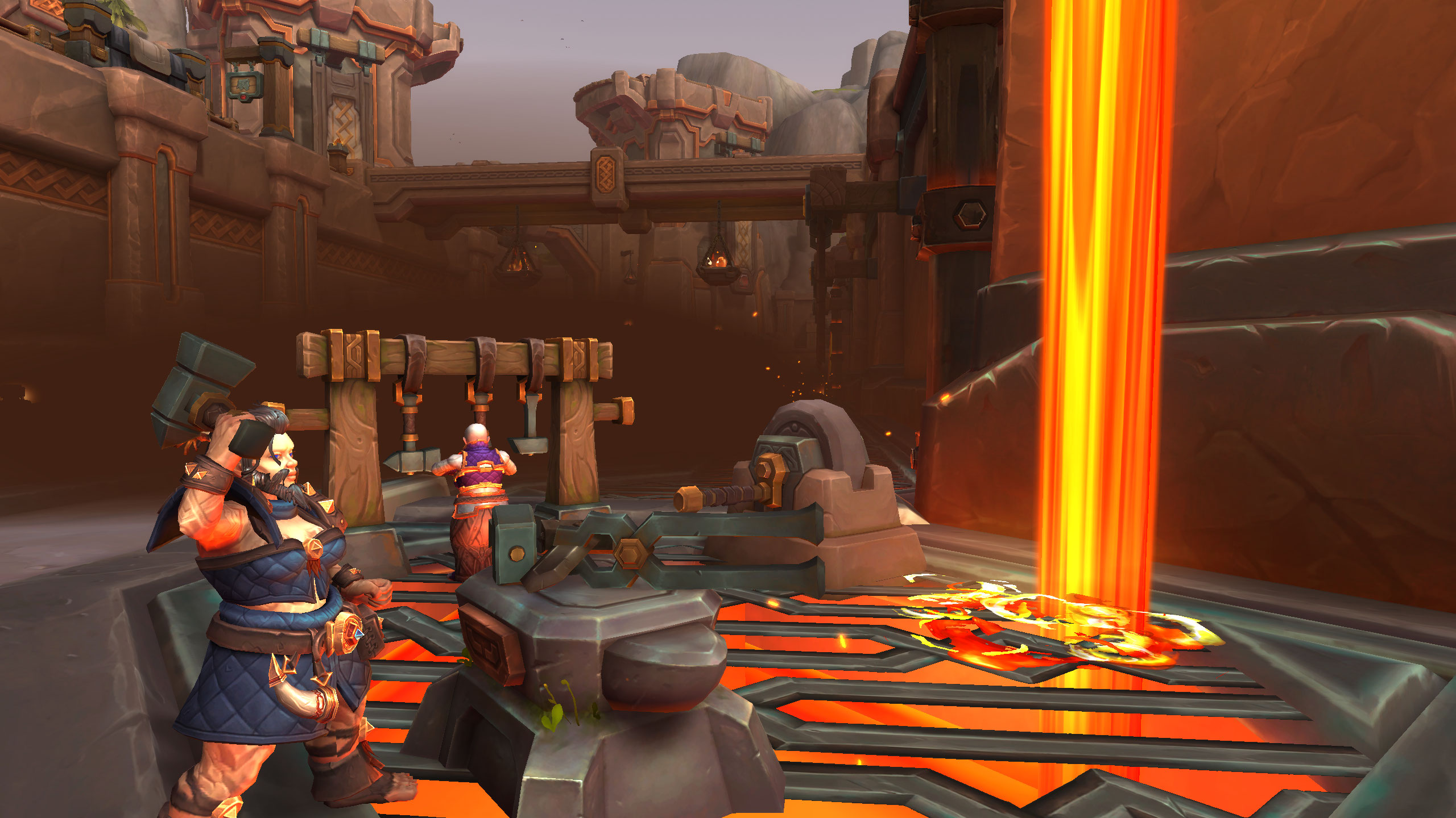 An image of a forge within the new capital city in The Isle of Dorn, in World of Warcraft: The War Within.