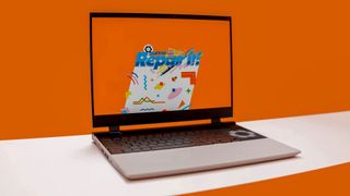 Framework Laptop 16 concept on orange background