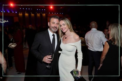 Jimmy Kimmel (left) and his wife Molly McNearney (right) at a charity gala