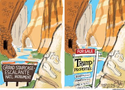 Political cartoon U.S. Trump public land Grand Escalante