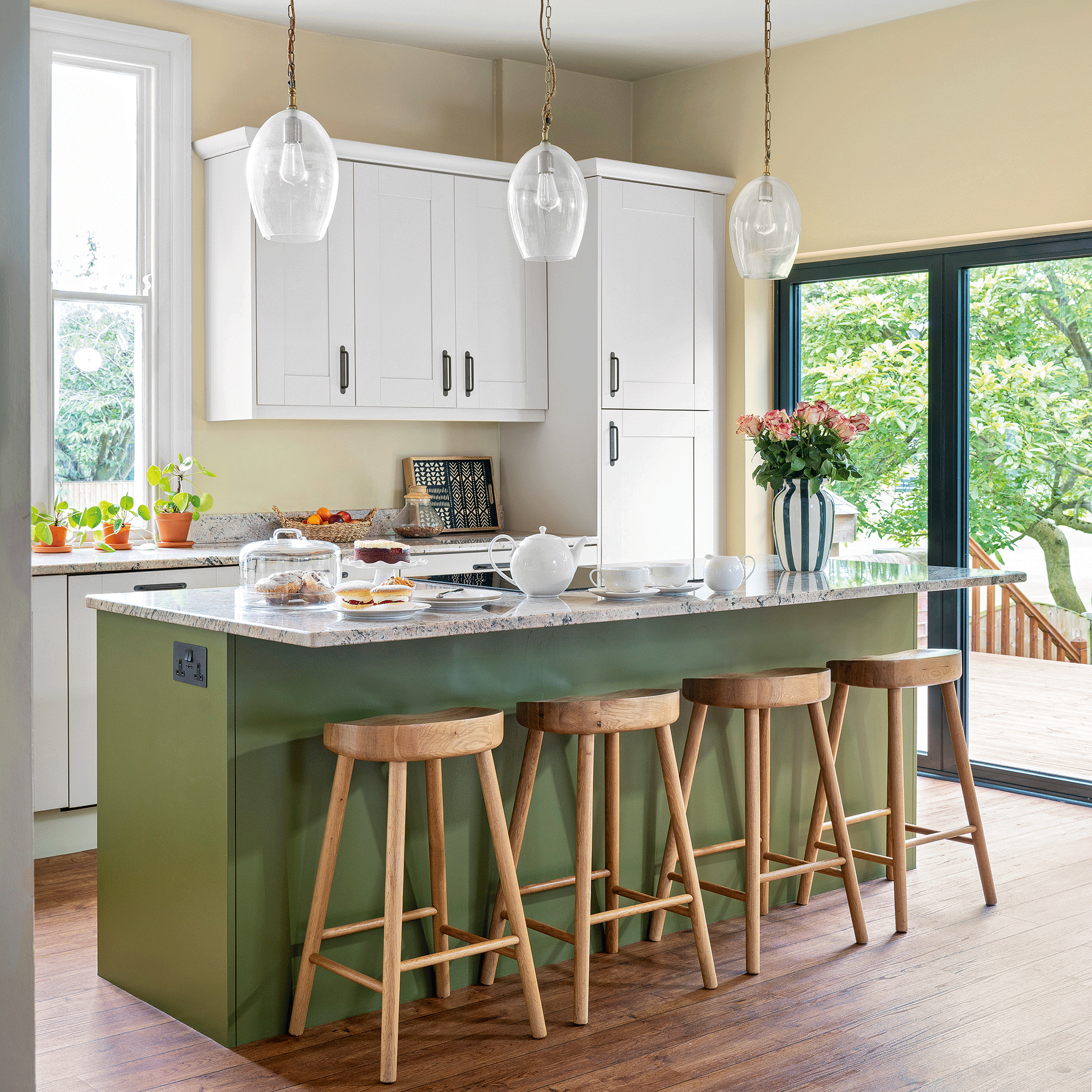 Green and white kitchen