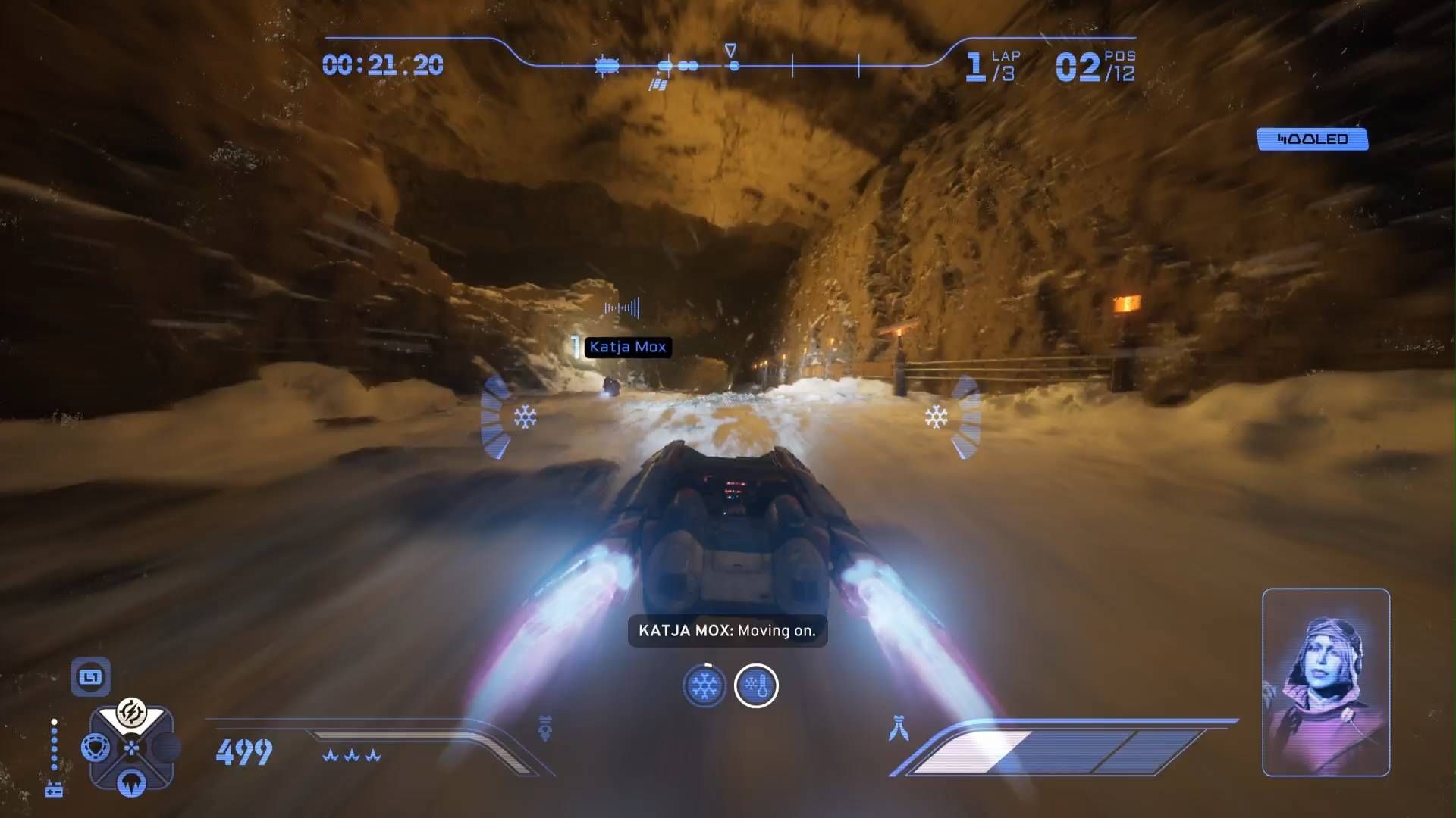 Star Wars Galactic Racer landspeeder using ramjet through ice cave on Ando Prime