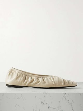 The Gathered Leather Ballet Flats