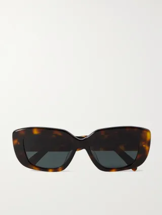 Celine , Triomphe Rectangular-Frame Tortoiseshell Acetate Sunglasses