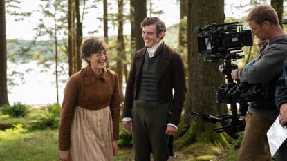 Mary Bennet (ELLA BRUCCOLERI);Mr Hayward (D&Oacute;NAL FINN) in The Other Bennet Sister