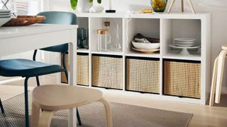 kallax-shelf-unit-white in dining room