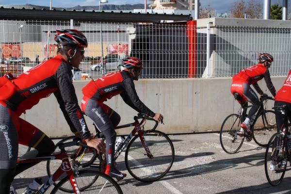 The RadioShack team rolls out in Calpe.
