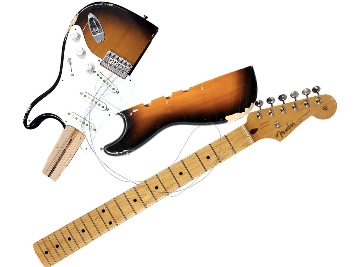 Prince's smashed Stratocaster from the "My Name is Prince" music video