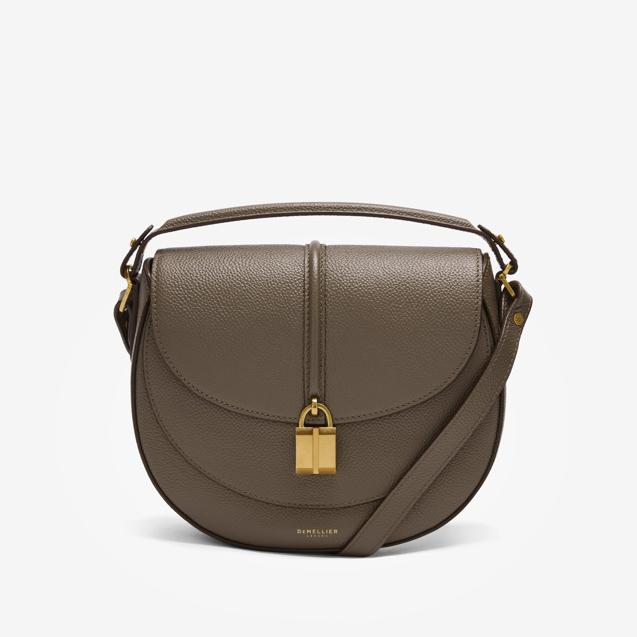 The Siena Saddle | Dark Taupe Small Grain | Demellier