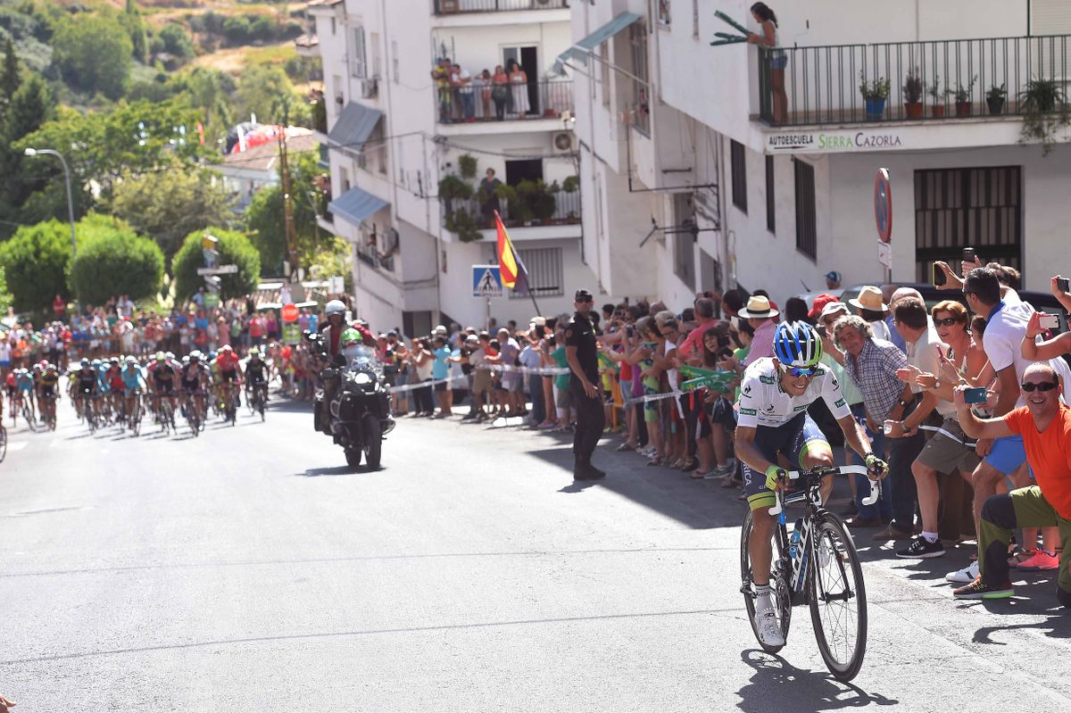 Estaban Chaves launches his winning attack during stage 6.