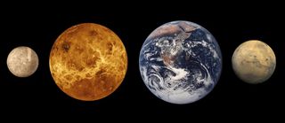 left to right: Mercury, Venus, Earth and Mars