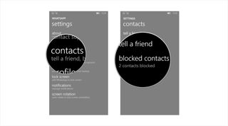 Tap contacts and tap block contacts.