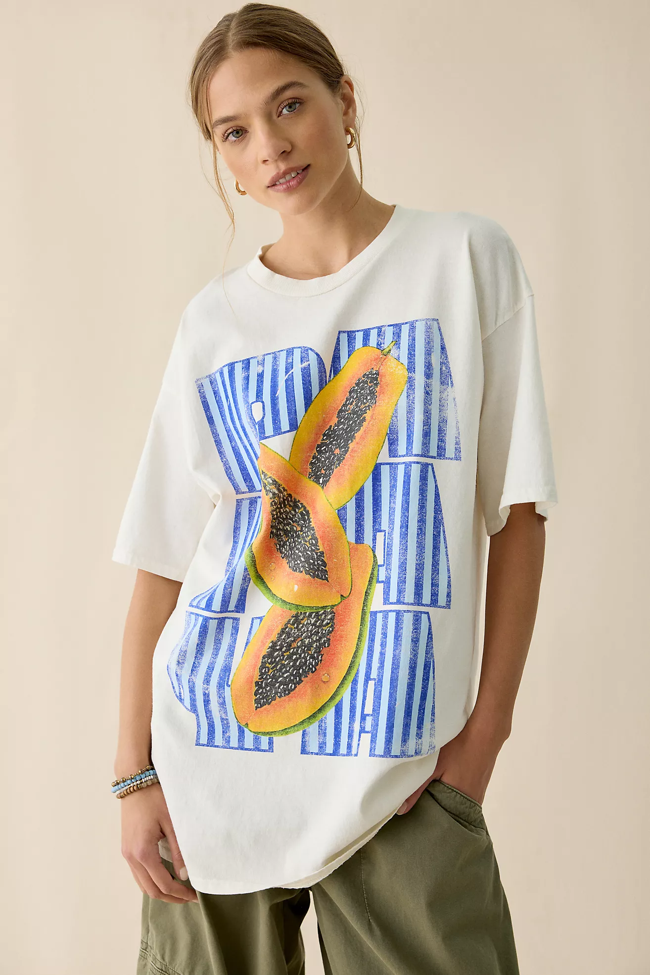 Papaya Graphic Oversized Cotton T-Shirt Dress