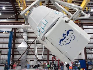 The Dragon Spacecraft Being Rotated