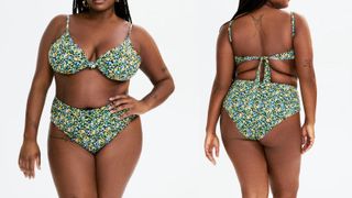 Mango Floral Knot Top and High-waist bikini bottoms floral swimsuit