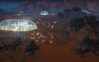 A bustling colony in the survival strategy game "Surviving Mars."