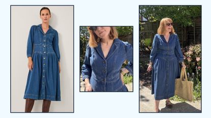 a model and matilda wearing the monsoon tamsin dress