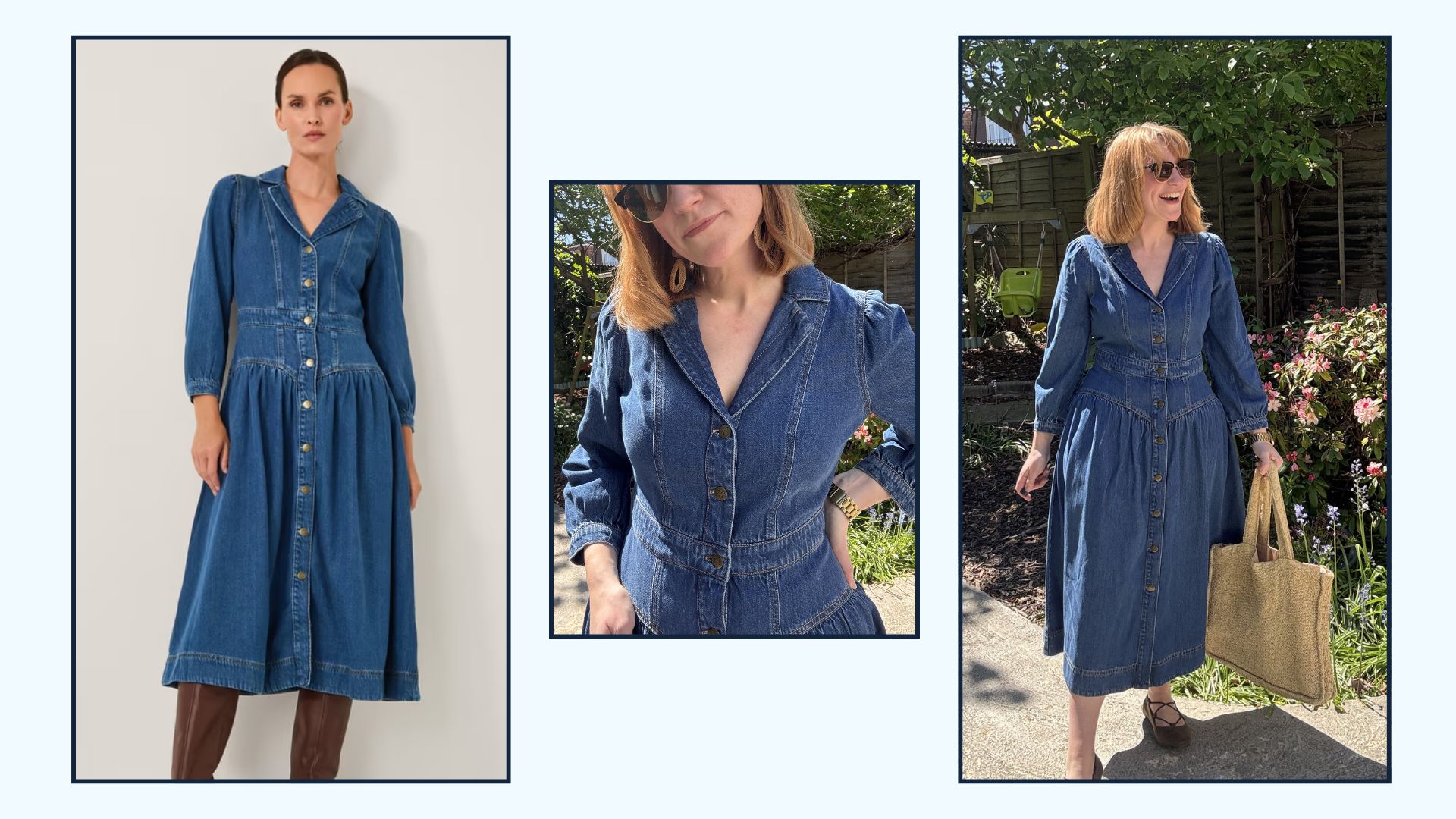 a model and matilda wearing the monsoon tamsin dress