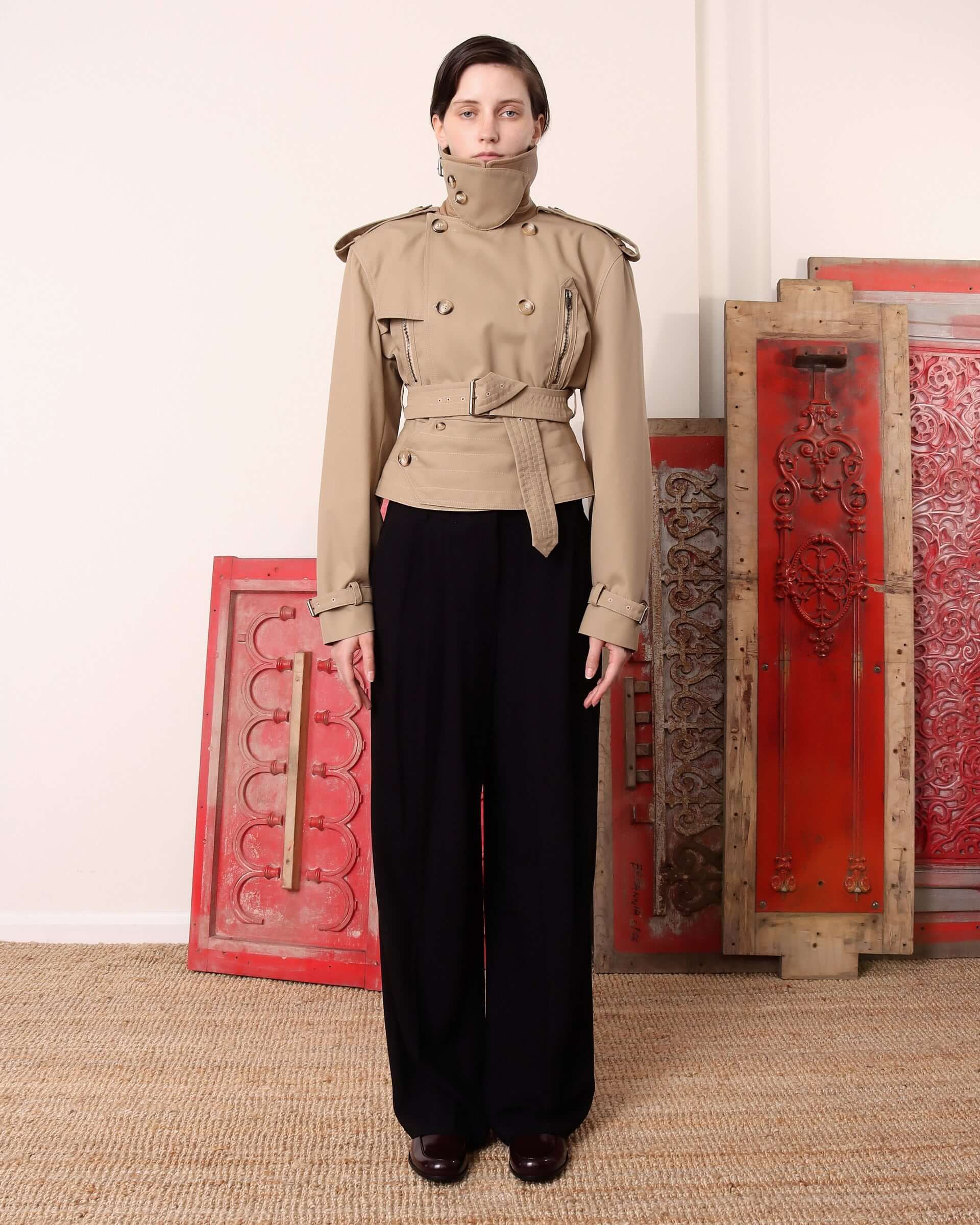 Eliza' Peplum Trench - Xs