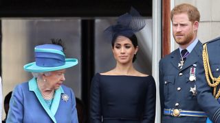 The Queen, Meghan Markle, Prince Harry at Buckingham Palace