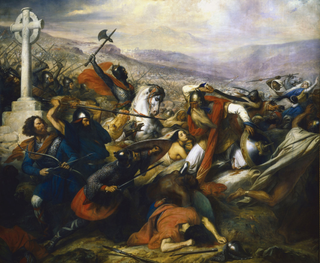 Charles de Steuben, "Bataille de Poitiers, en octobre 732" oil painting depicting the Battle of Tours in A.D. 732.