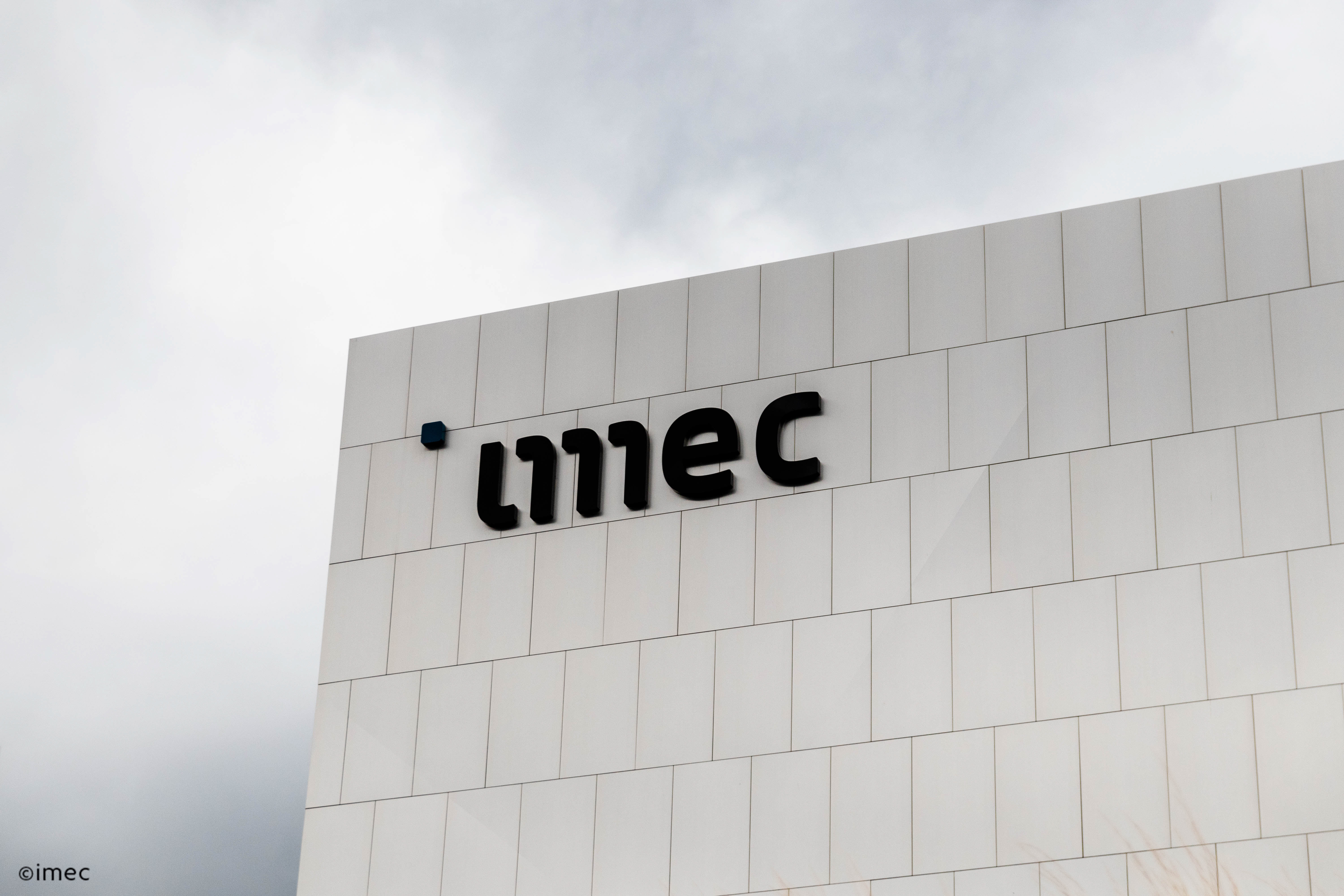 The IMEC logo displayed on one of its cleanrooms