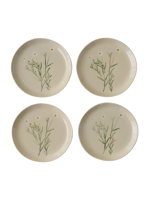 Jo's Pressed Floral Dessert Plates, Set of 4