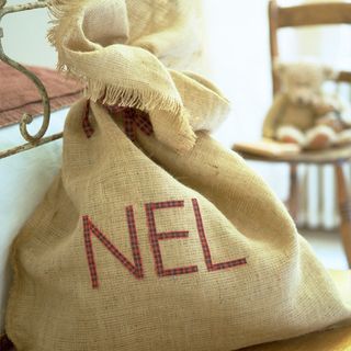 sack with stitched and rustic hessian shade
