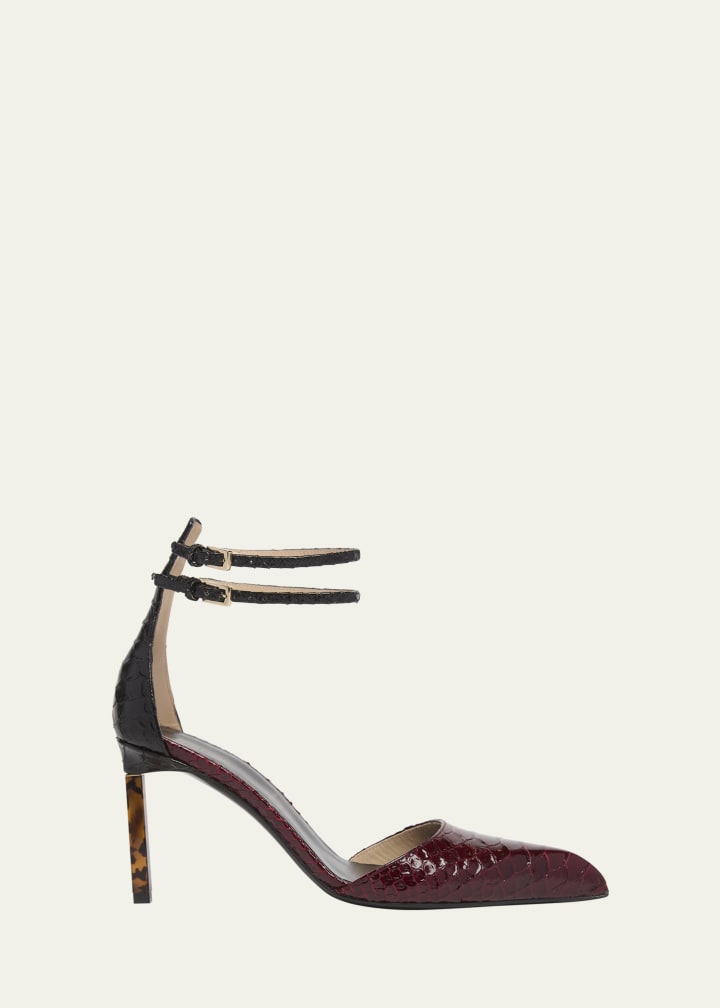Python-Effect Stiletto T-Strap Pumps