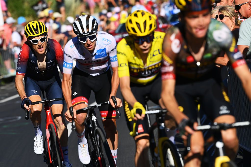 Geraint Thomas, Jonas Vingegaard and Tadej Pogacar at the Tour de France