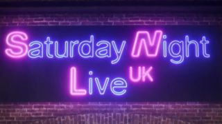 Neon-lit sign for Saturday Night Live UK