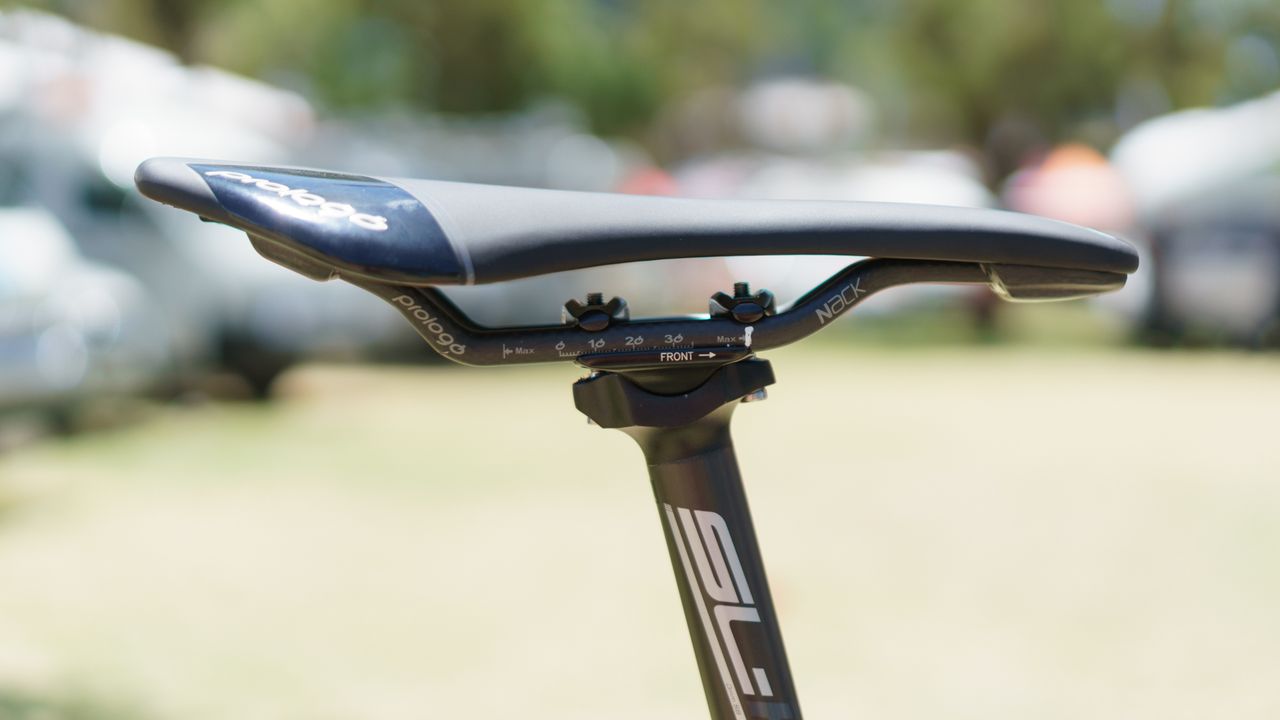 The seatposts on Movistar's Canyon Aeroad's are marked with convenient height markers