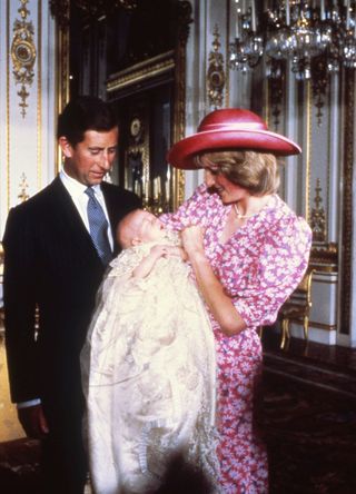 Charles and Diana with Prince William at his christening