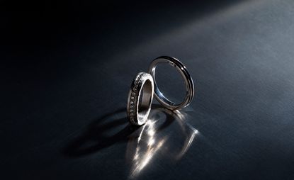 Eternity ring by Malcolm Betts and Guilloché band by Le Gramme