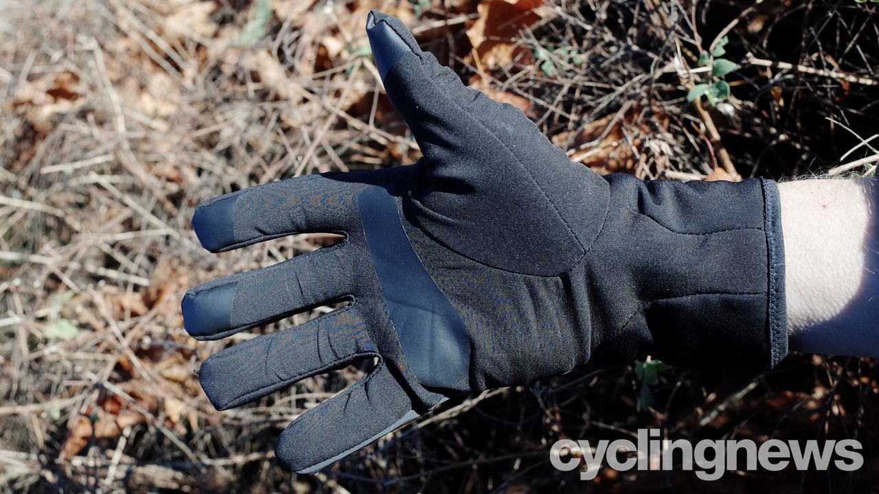 Velocio Alpha gloves showing the palm while being worn