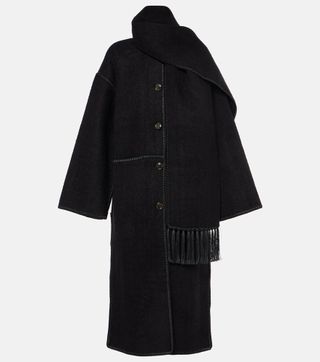 Embroidered Wool-Blend Scarf Coat