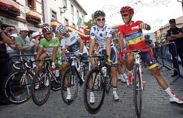 The jersey leaders before the final stage of the 2012 Vuelta a Espana in Madrid