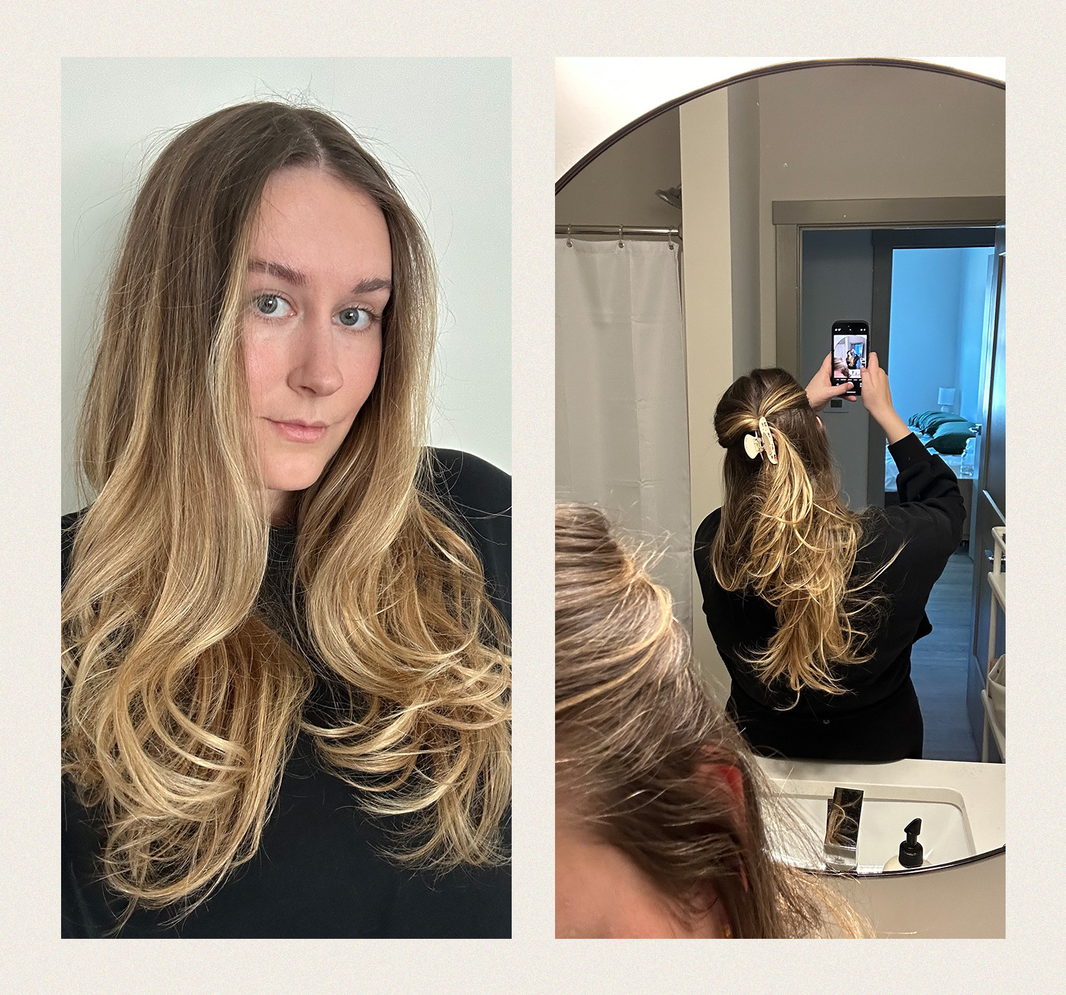 Beauty Editor Kaitlyn McLintock after using a clarifying shampoo on her oil hair