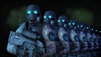 Entropy: Zero 2 - Progenitors screen showing combine soldiers in a line