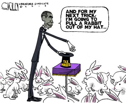 Obama cartoon U.S. SOTU taxes