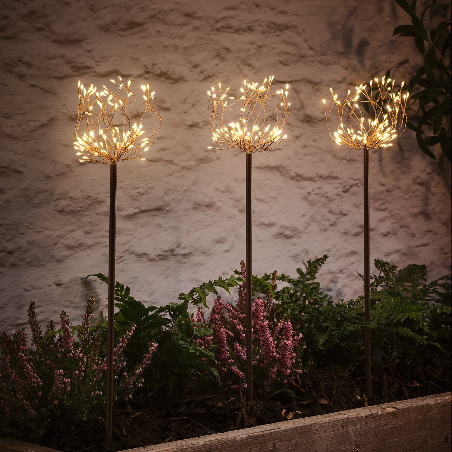 3 Flower Shaped Micro Led Solar Stake Lights